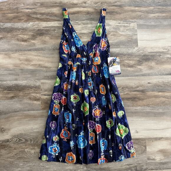 Jams World Melody Blue Floral Sleeveless Dress Women’s Small NWT Made in Hawaii - Picture 1 of 5